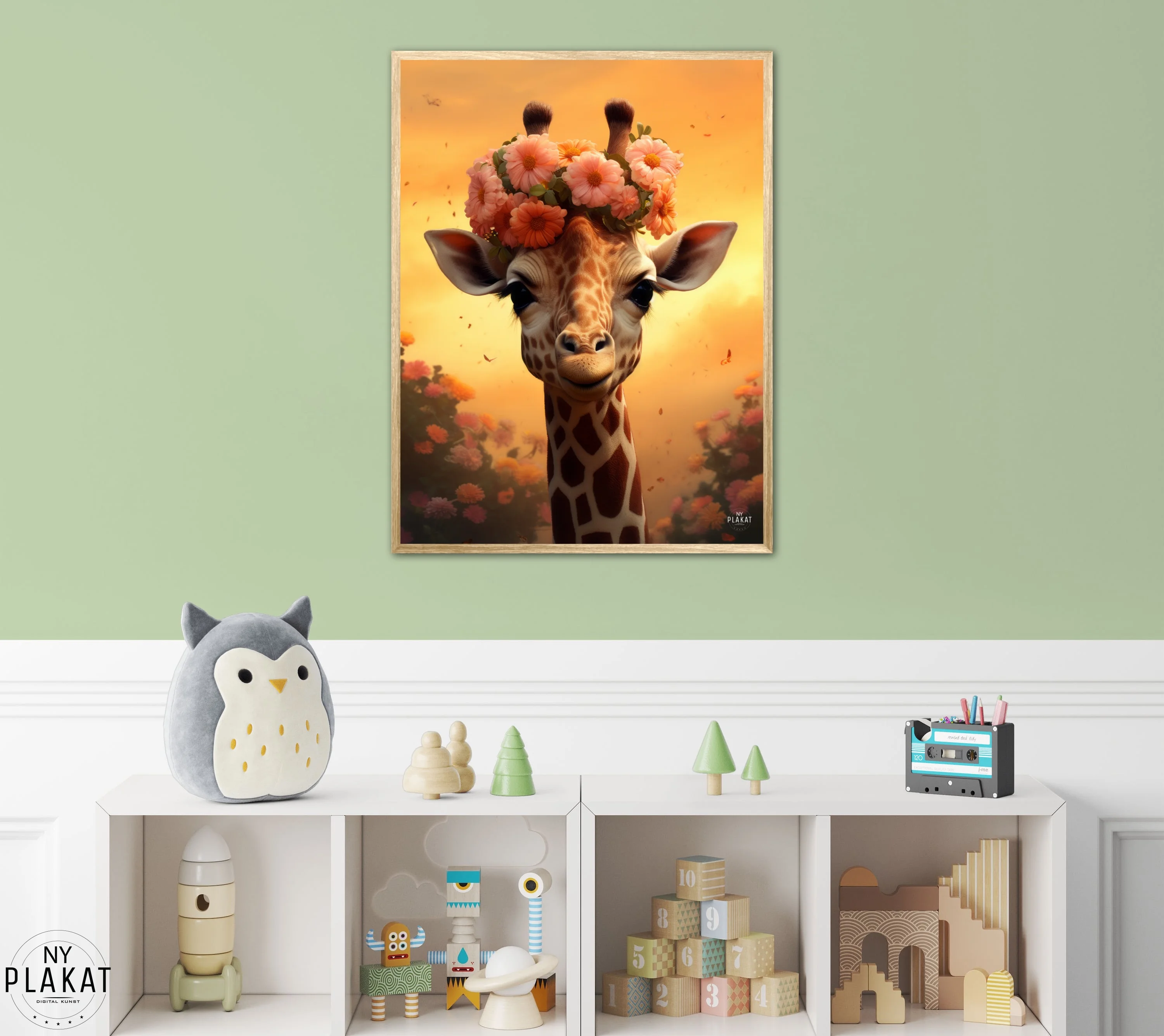 Giraf plakat i drengeværelse