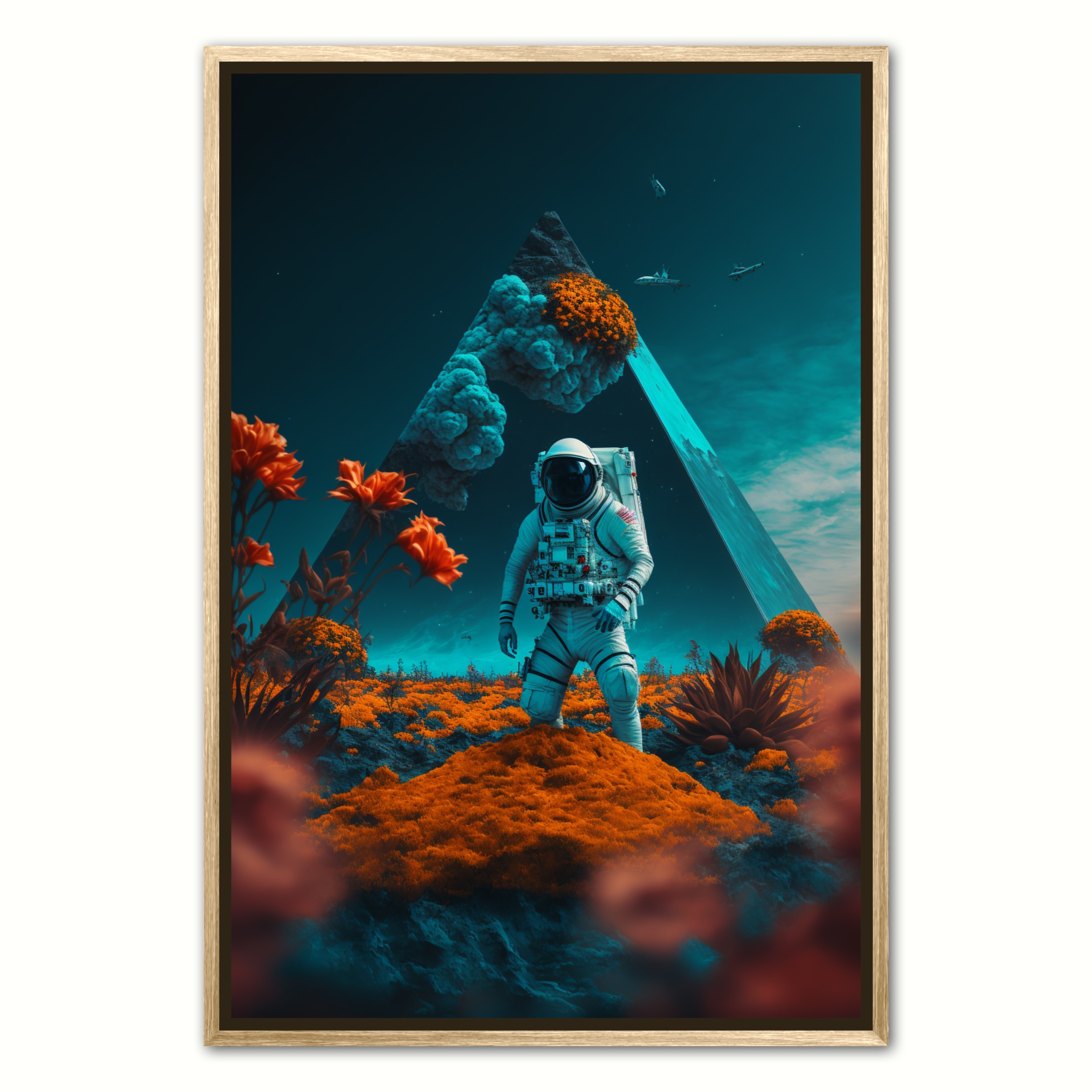 Billede af Abstrakt Pyramide - Interstellar Orange plakat 21 x 29,7 cm (A4)