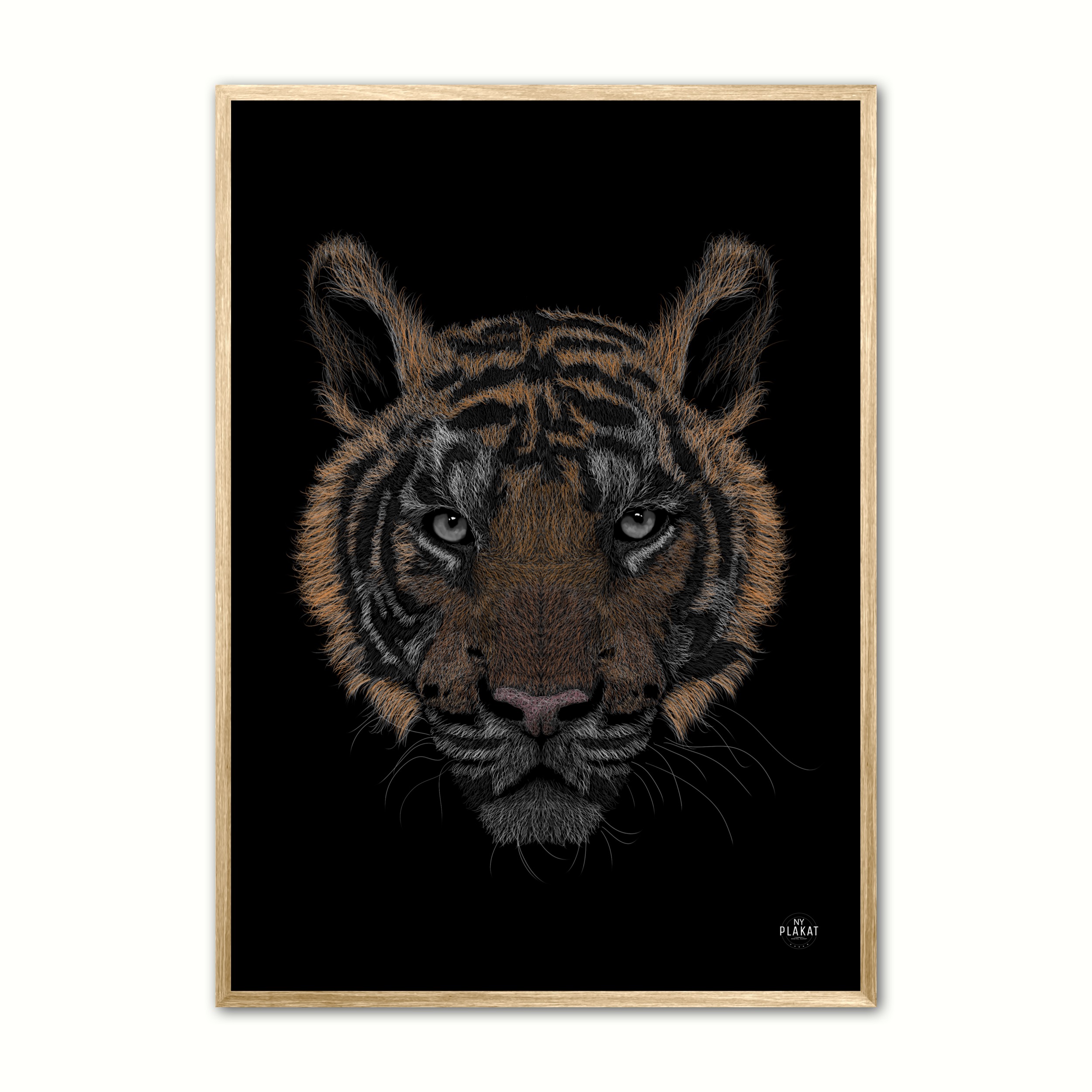Billede af Bengalsk Tiger i farver plakat 21 x 29,7 cm (A4)