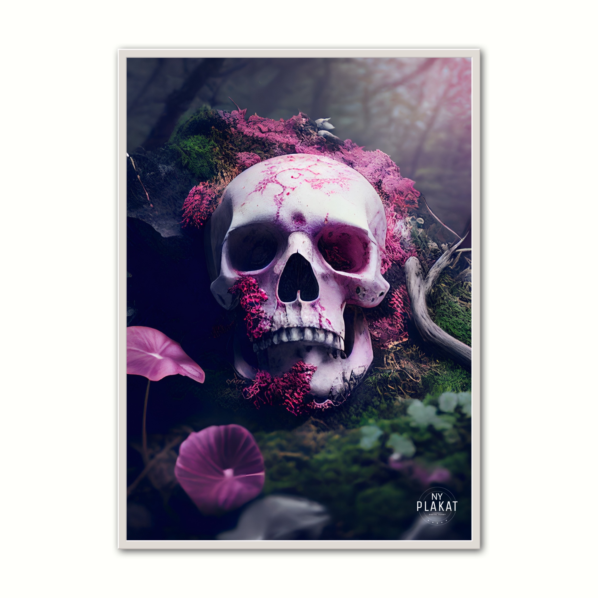 Se Plakat med Skull In Forest Poster No. 1 21 x 29,7 cm (A4) hos Nyplakat.dk