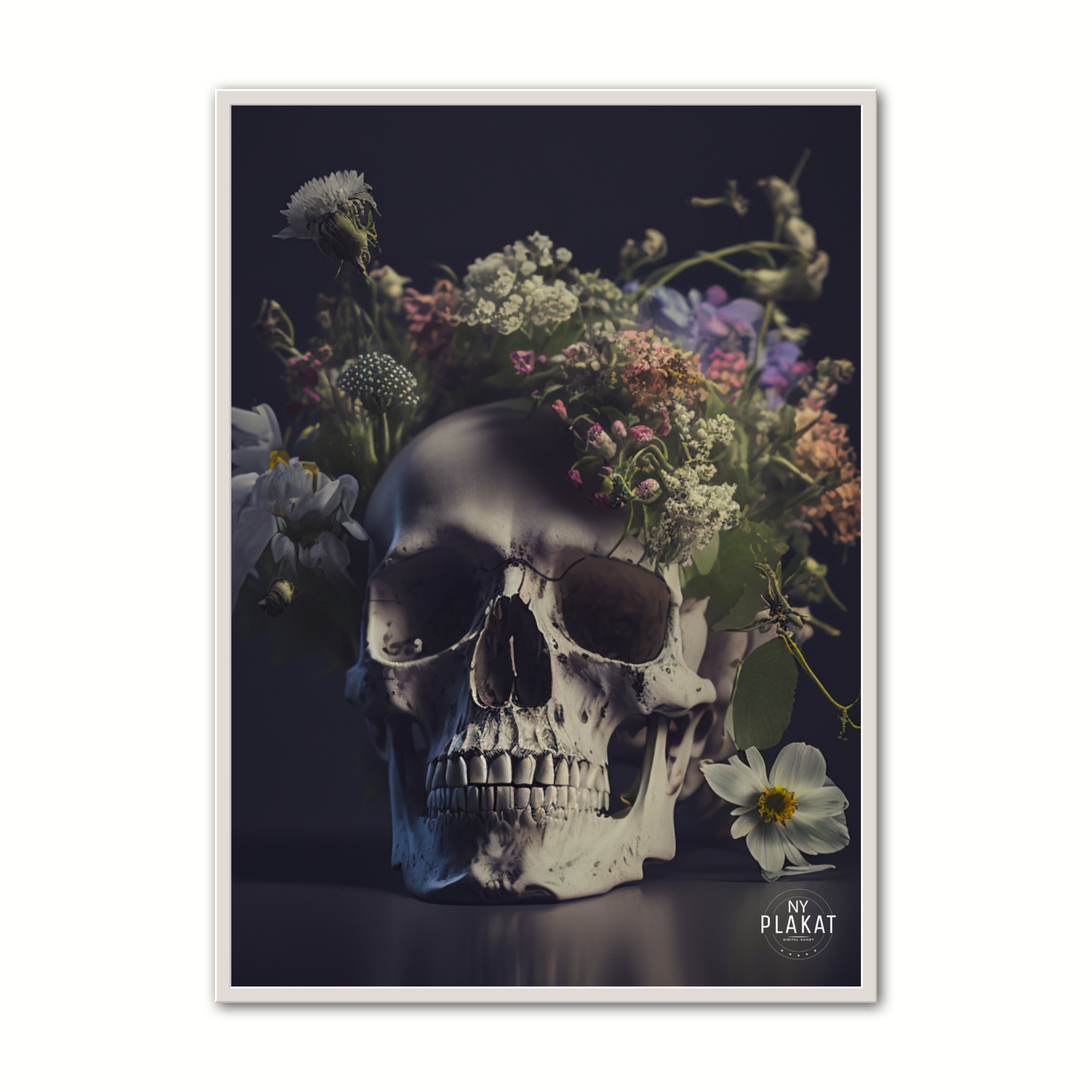 Se Plakat med Skull With Flowers No. 3 21 x 29,7 cm (A4) hos Nyplakat.dk