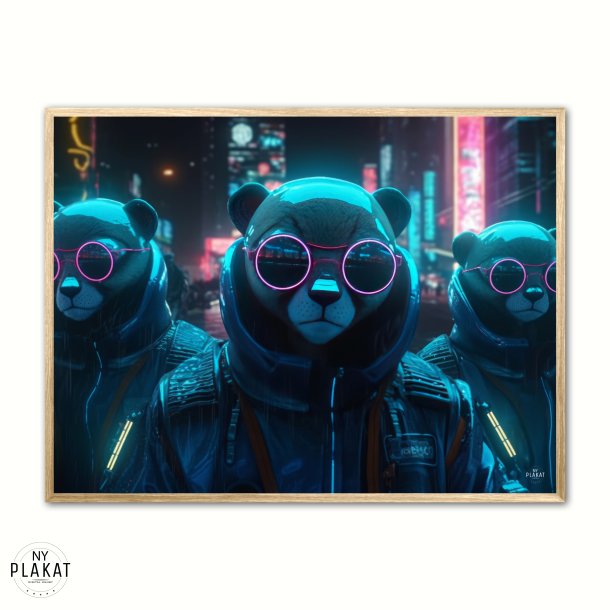 Team 4 Pandaer - Cyberpunk plakat