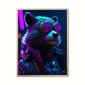 Vaskebjrn - Cyberpunk plakat