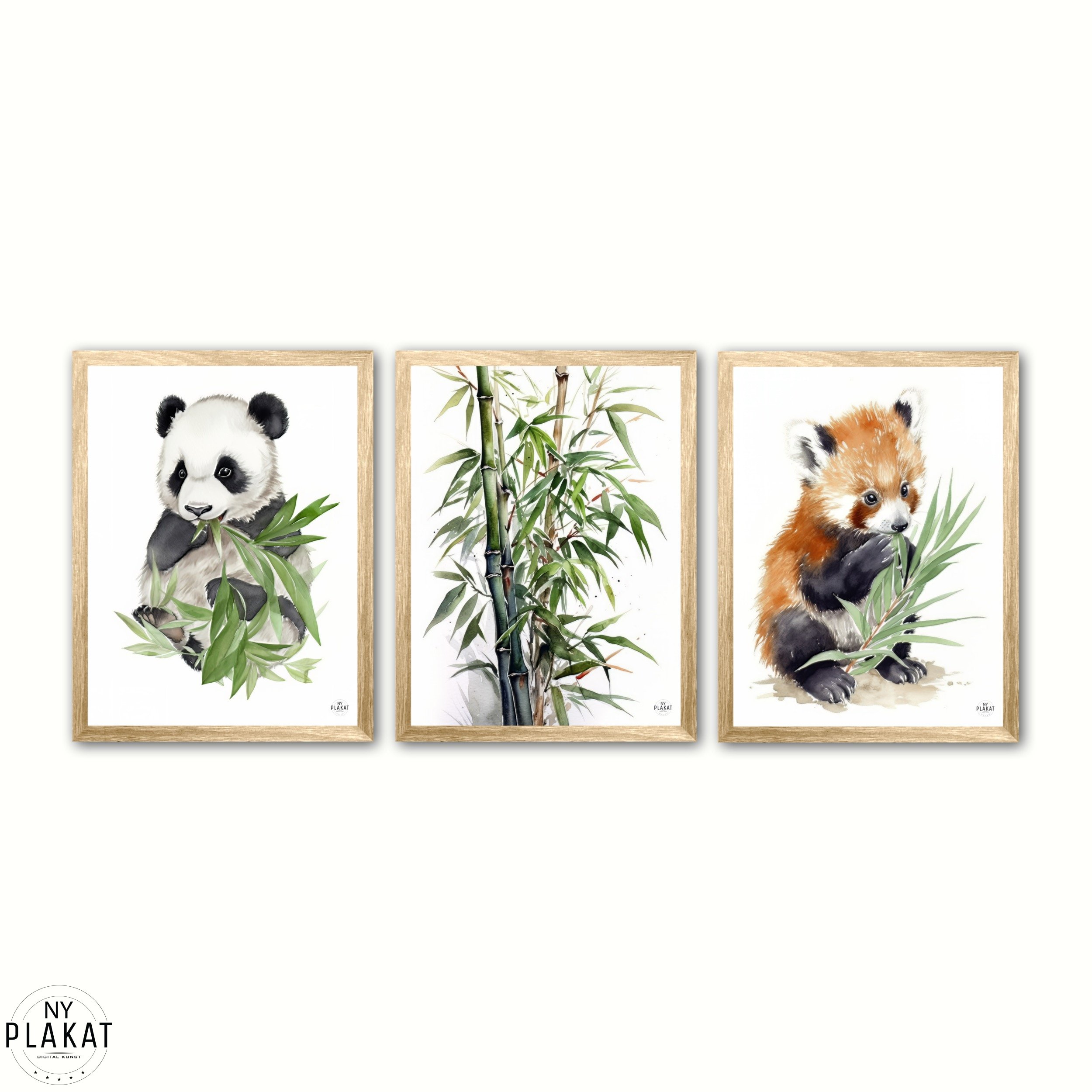 Panda, Rød Panda og Bambus - 3 for 2 - Plakatpakker - Velkommen til Ny Plakat
