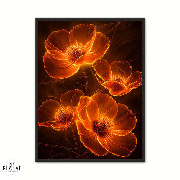 Orange Blomster 1 - Plakat