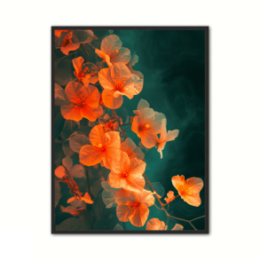 Orange Blomster 2 - Plakat
