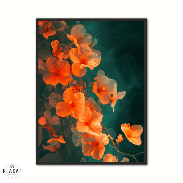 Orange Blomster 2 - Plakat 30 x 40 cm