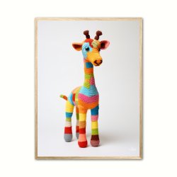 Giraf i Varmt og Farverigt Garn - Giraf Plakat 6
