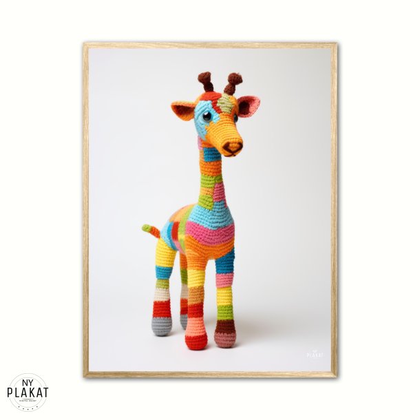 Giraf i Varmt og Farverigt Garn - Giraf Plakat 6