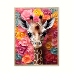 Giraffens Blomsterunivers - Giraf Plakat 22
