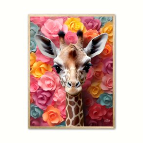 Giraffens Blomsterunivers - Giraf Plakat 22
