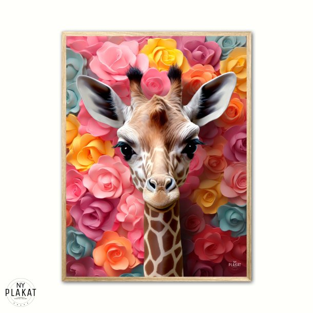 Giraffens Blomsterunivers - Giraf Plakat 22