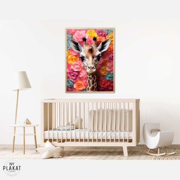 Giraffens Blomsterunivers - Giraf Plakat 22