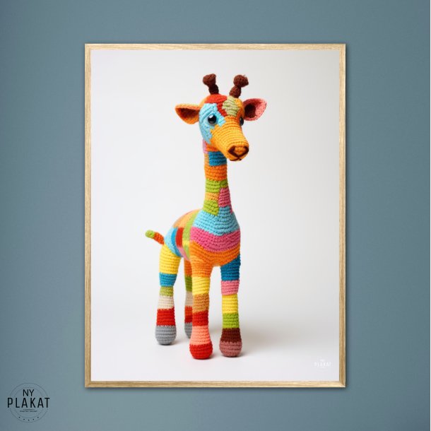 Giraf i Varmt og Farverigt Garn - Giraf Plakat 6