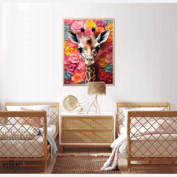 Giraffens Blomsterunivers - Giraf Plakat 22