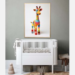 Giraf i Varmt og Farverigt Garn - Giraf Plakat 6