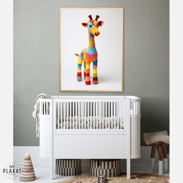 Giraf i Varmt og Farverigt Garn - Giraf Plakat 6