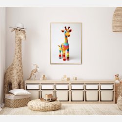 Giraf i Varmt og Farverigt Garn - Giraf Plakat 6