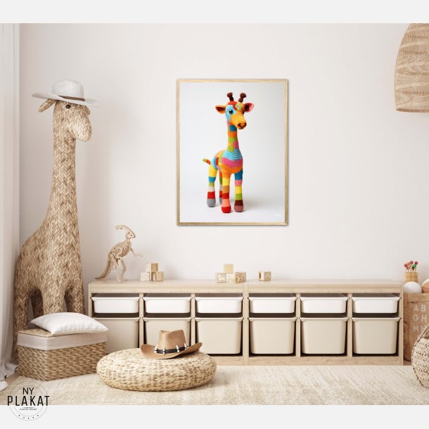 Giraf i Varmt og Farverigt Garn - Giraf Plakat 6