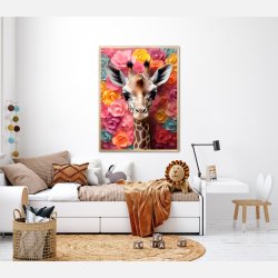 Giraffens Blomsterunivers - Giraf Plakat 22