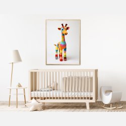 Giraf i Varmt og Farverigt Garn - Giraf Plakat 6