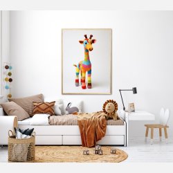 Giraf i Varmt og Farverigt Garn - Giraf Plakat 6