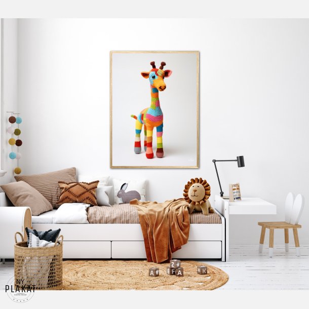 Giraf i Varmt og Farverigt Garn - Giraf Plakat 6