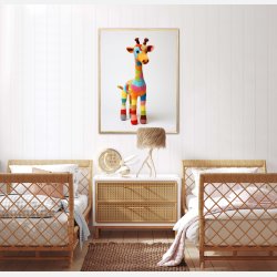 Giraf i Varmt og Farverigt Garn - Giraf Plakat 6