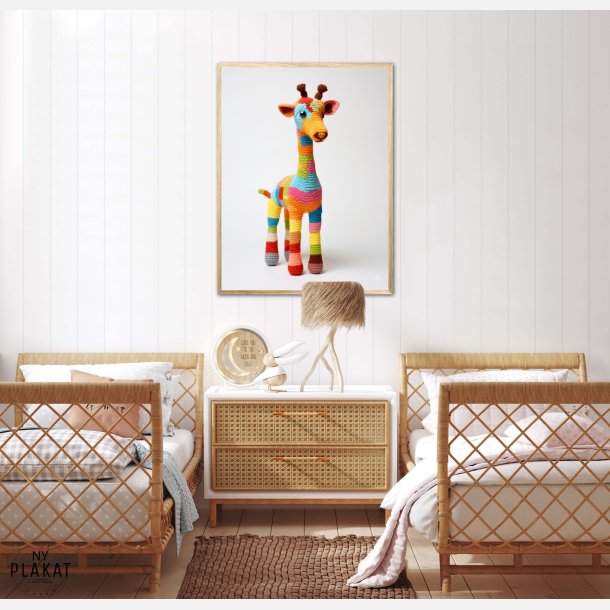 Giraf i Varmt og Farverigt Garn - Giraf Plakat 6