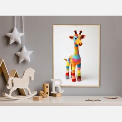 Giraf i Varmt og Farverigt Garn - Giraf Plakat 6