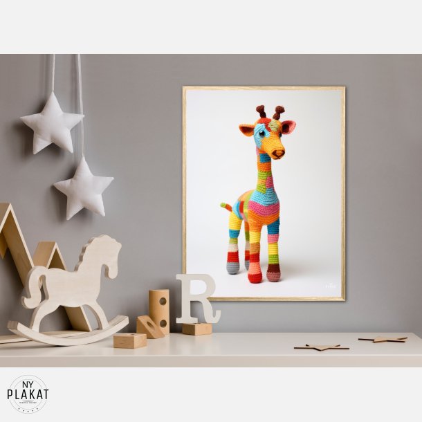 Giraf i Varmt og Farverigt Garn - Giraf Plakat 6