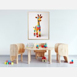 Giraf i Varmt og Farverigt Garn - Giraf Plakat 6