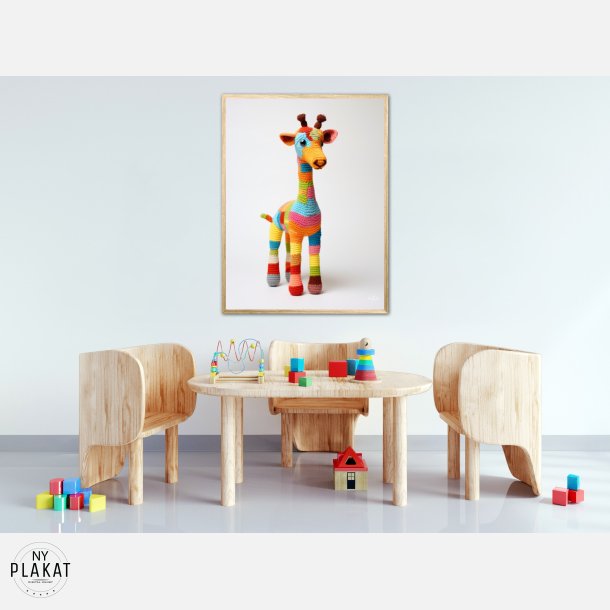 Giraf i Varmt og Farverigt Garn - Giraf Plakat 6