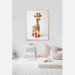 Giraf i Varmt og Farverigt Garn - Giraf Plakat 6