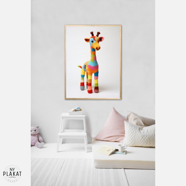 Giraf i Varmt og Farverigt Garn - Giraf Plakat 6