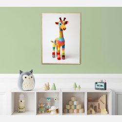 Giraf i Varmt og Farverigt Garn - Giraf Plakat 6
