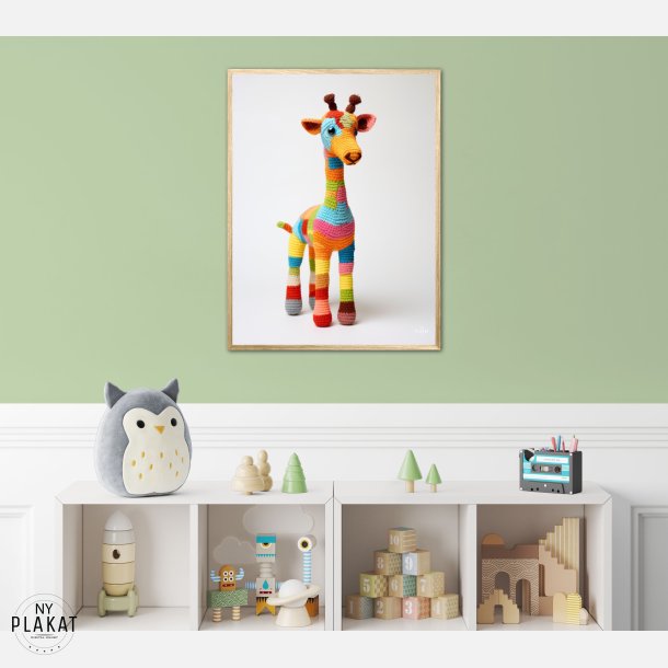Giraf i Varmt og Farverigt Garn - Giraf Plakat 6