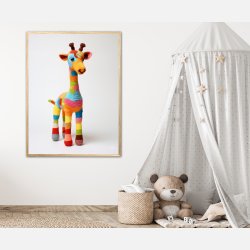 Giraf i Varmt og Farverigt Garn - Giraf Plakat 6