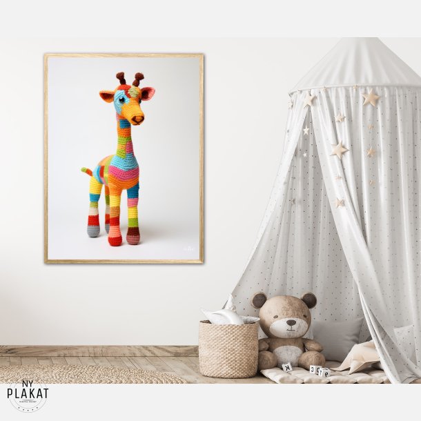 Giraf i Varmt og Farverigt Garn - Giraf Plakat 6