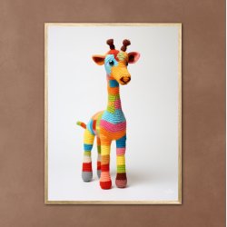 Giraf i Varmt og Farverigt Garn - Giraf Plakat 6