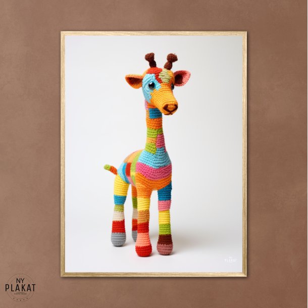Giraf i Varmt og Farverigt Garn - Giraf Plakat 6