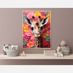 Giraffens Blomsterunivers - Giraf Plakat 22