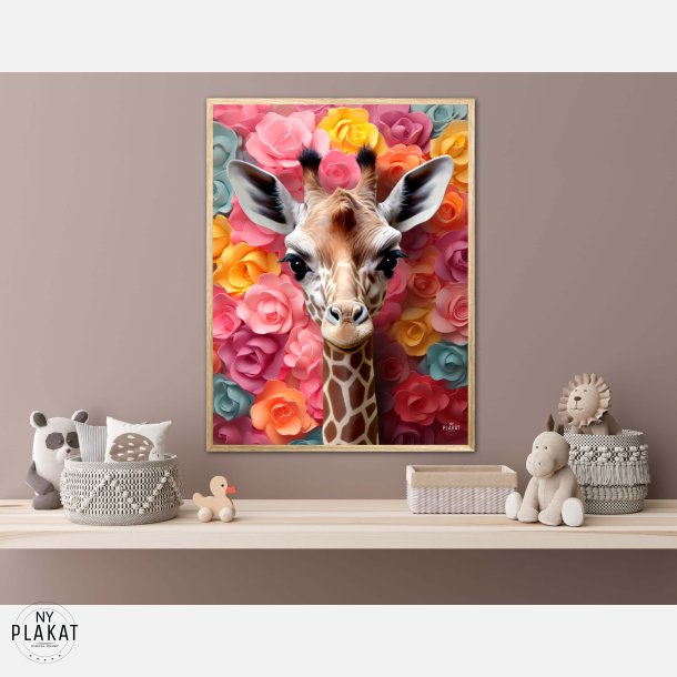 Giraffens Blomsterunivers - Giraf Plakat 22