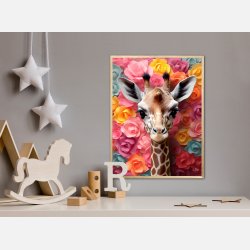 Giraffens Blomsterunivers - Giraf Plakat 22