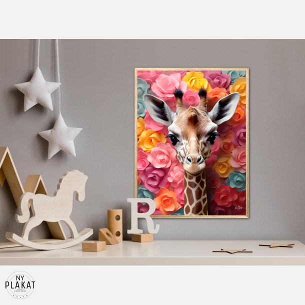 Giraffens Blomsterunivers - Giraf Plakat 22