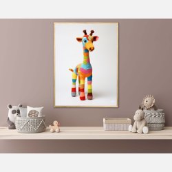 Giraf i Varmt og Farverigt Garn - Giraf Plakat 6