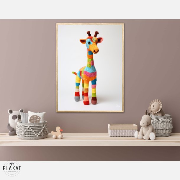 Giraf i Varmt og Farverigt Garn - Giraf Plakat 6
