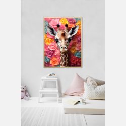 Giraffens Blomsterunivers - Giraf Plakat 22