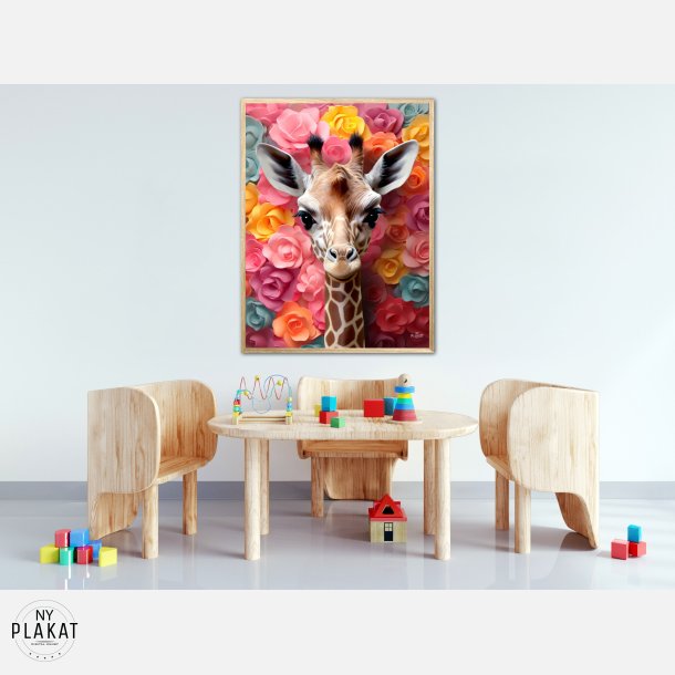 Giraffens Blomsterunivers - Giraf Plakat 22