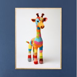 Giraf i Varmt og Farverigt Garn - Giraf Plakat 6